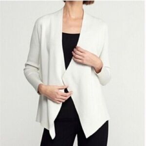 Eileen Fisher White Open Front Cardigan